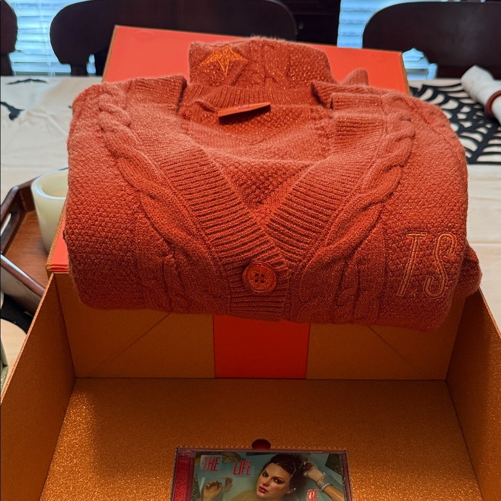 Taylor Swift Orange Cable Knit Cardigan